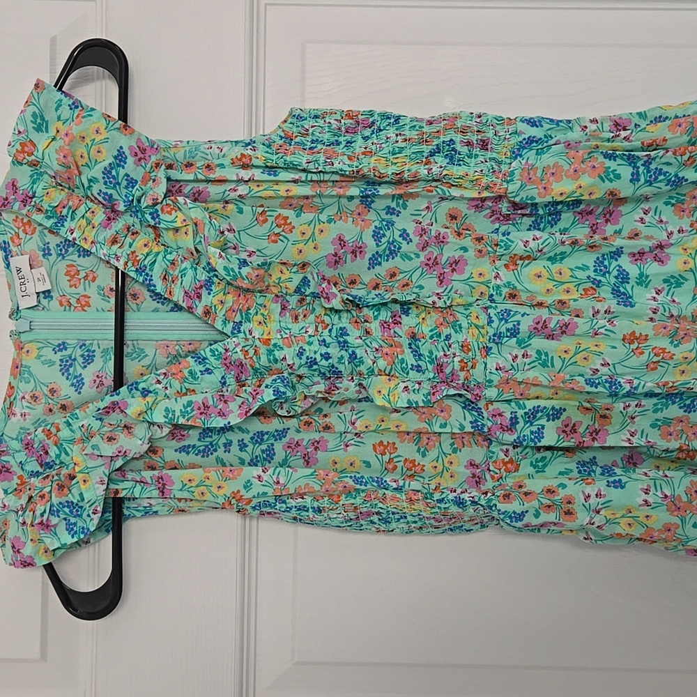 J. Crew Floral Midi Ruffle Dress Multicolored Cottagecore Women’s 2
